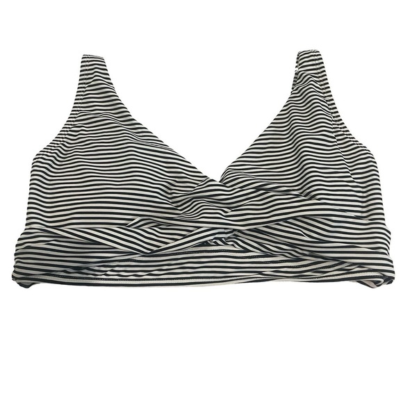 NipTuck cream and black striped swim top. Build in pads and adjustable straps. - Picture 1 of 7